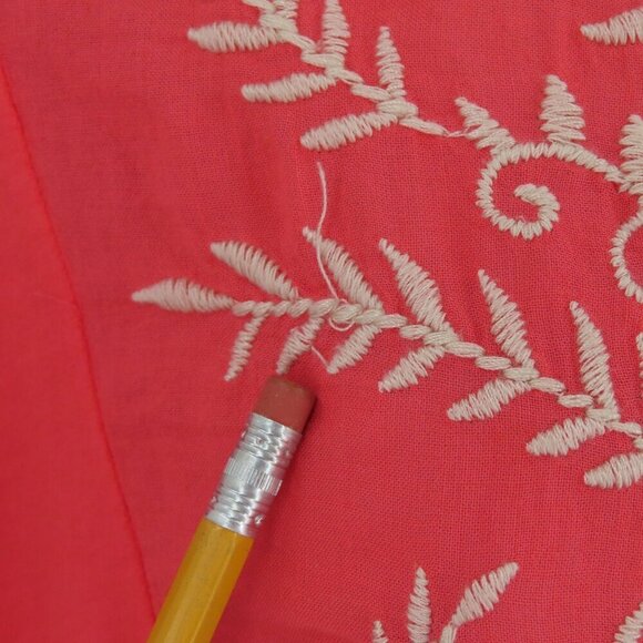 Johnny Was Womens Small Coral Pink Orange Embroidered Floral Tunic Shirt Top - Picture 8 of 11